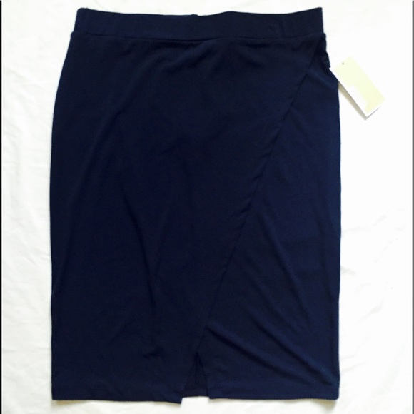 MMK Wrap Navy Pencil Skirt - Picture 2 of 7